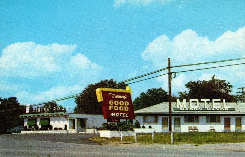 Mason Manor Motel (Turneys Dining Room) - Vintage Post Card (newer photo)